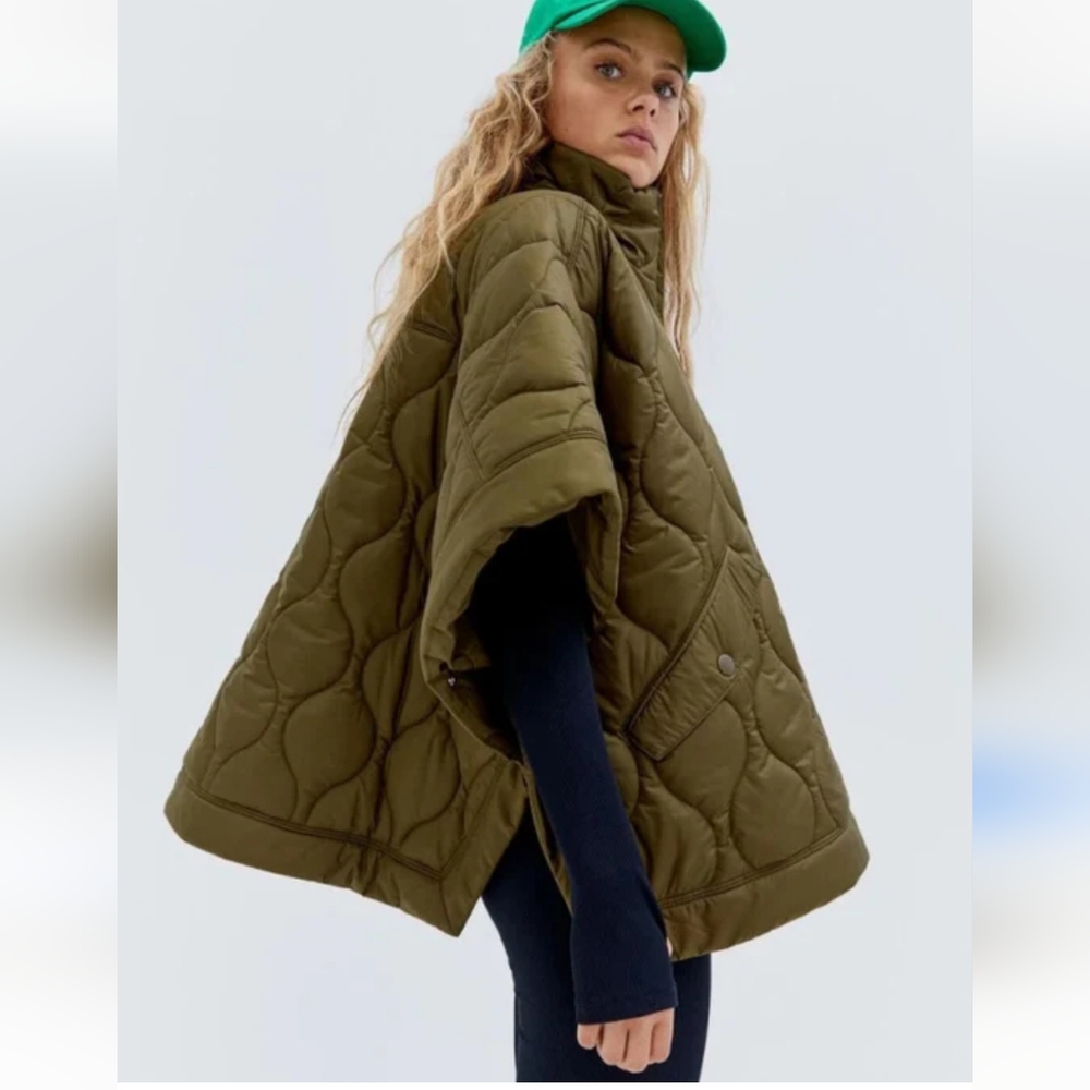 H&M Olive Green Quilted Cape Jacket